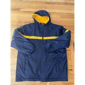 Vintage Nike Y2K 90s Reversible Fleece Lined Jacket Coat Blue Yellow Mens XXL